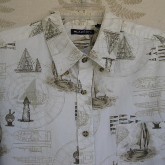 Puritan, Men's, Nautical, Casual, Button Down, Like New - Picture 3 of 7